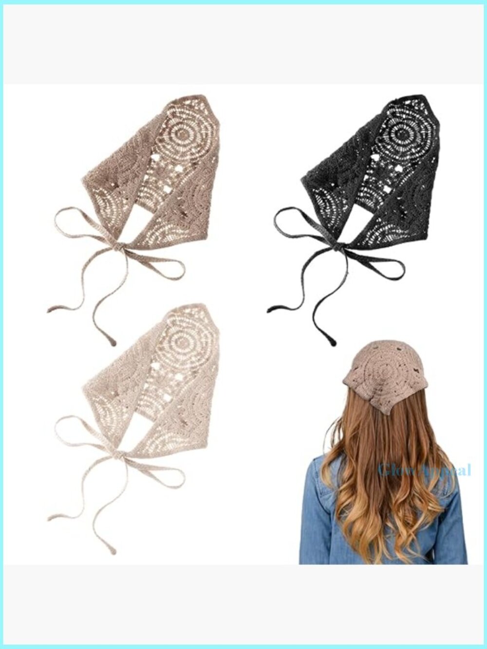 3-Piece Crochet Headband Set Boho Floral Knitted Hair Scarf Adjustable